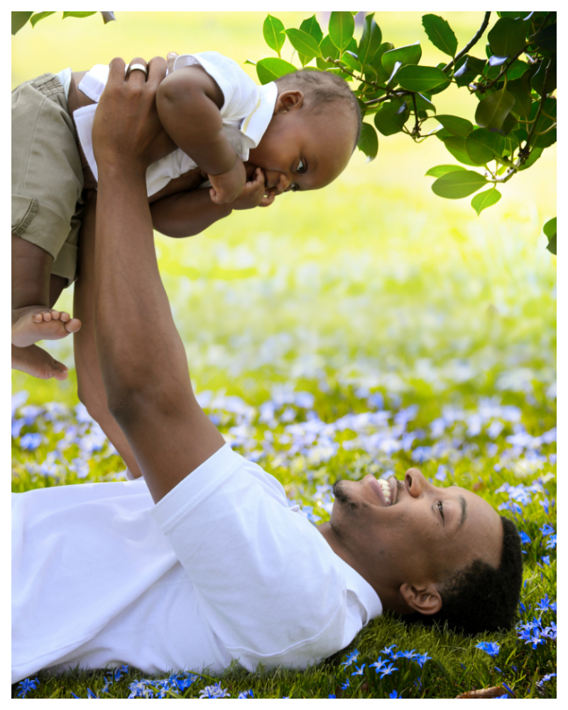 Easter photo of a father and son in a field