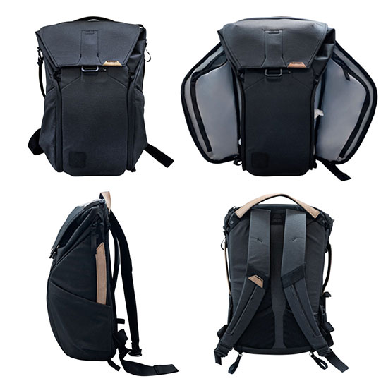 Better product images lead to more sales. White cut out image of four views of a backpack. 