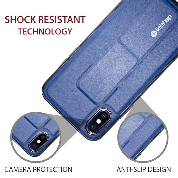 Infographic of a phone case and highlighting the functionalities of the case